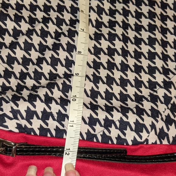 Lila Kass houndstooth blue Navy red white knit midi dress EU size xxxxl us 16.5 - Picture 11 of 15